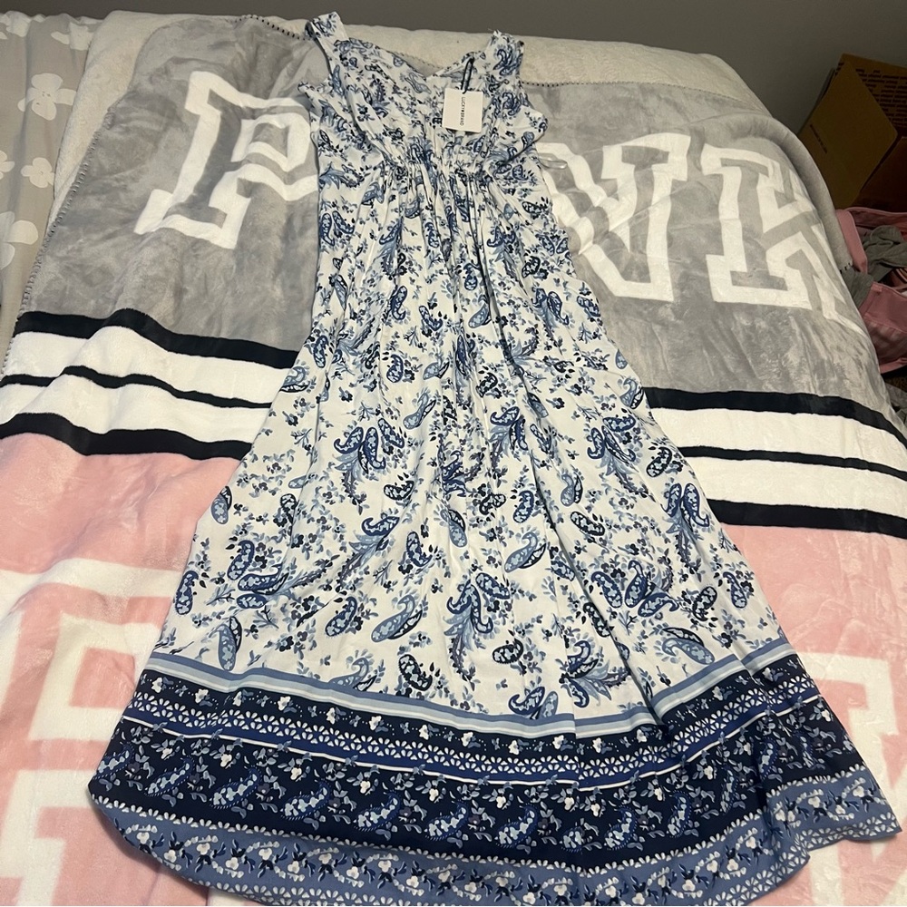 Lucky Brand Navy and White Maxi Dress